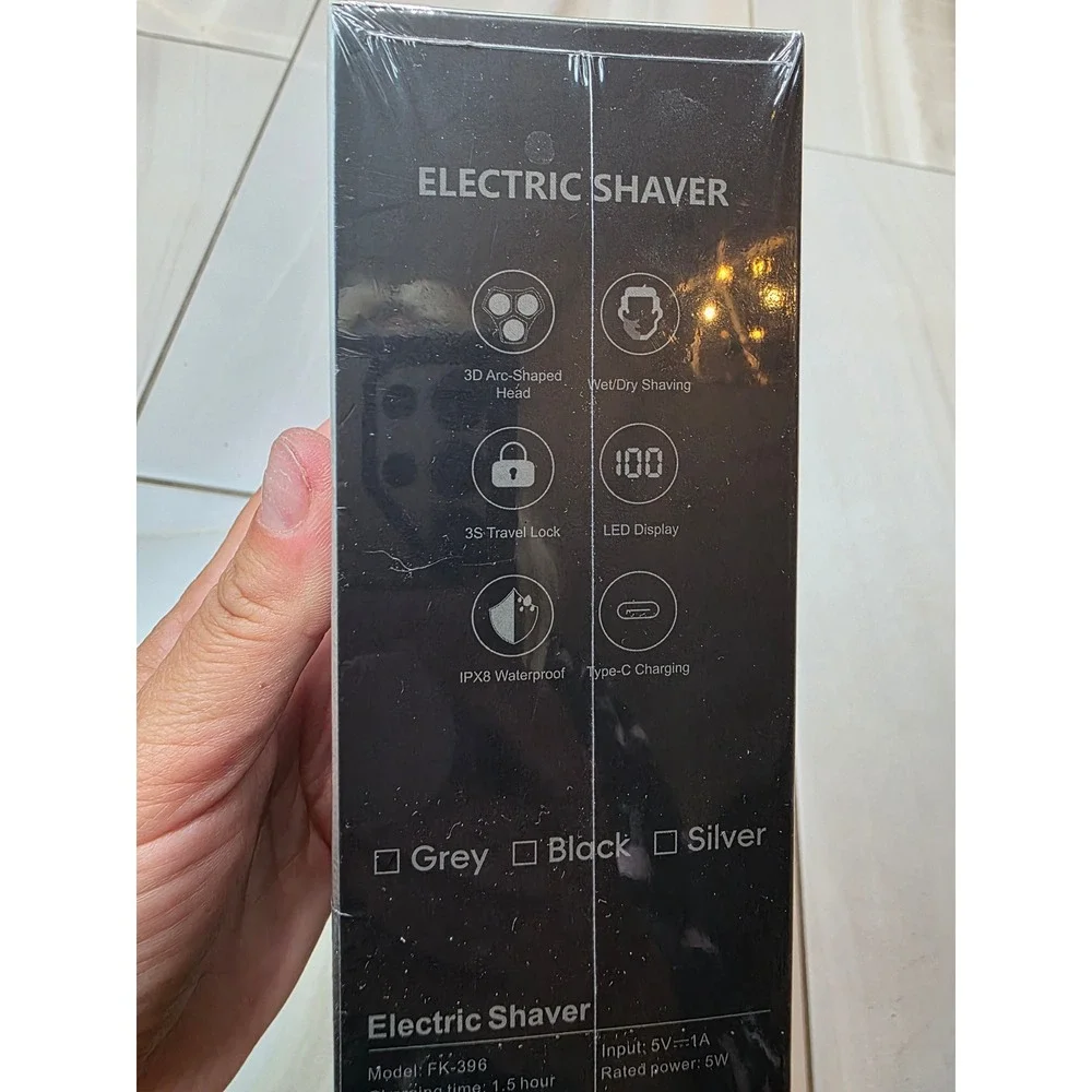 Electric Shaver FK-396 Wet‎ Dry Waterproof 3D Rotary Razor LED Display Black A6